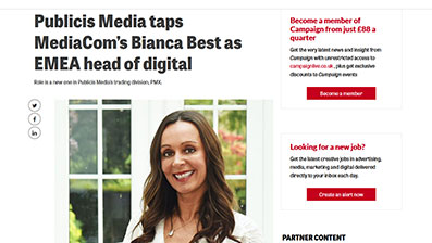 Publicis Hires Bianca Best, Campaign Magazine,