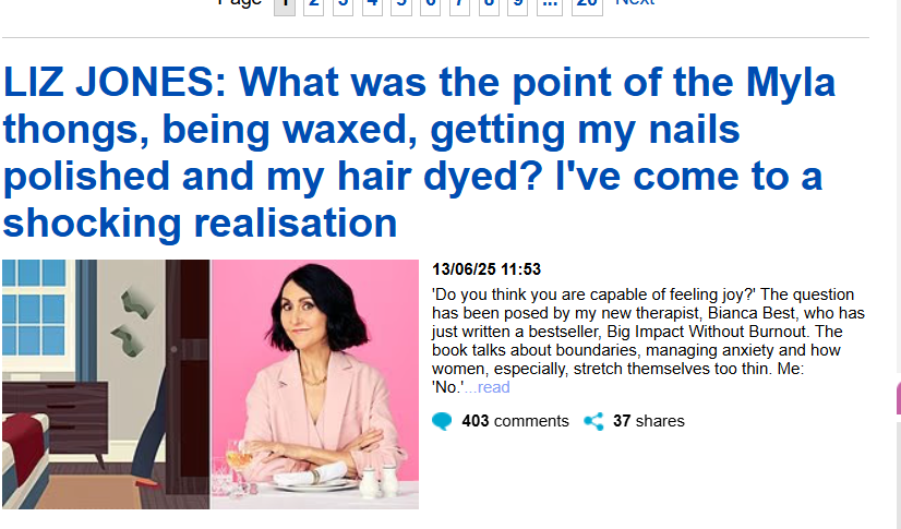 Liz Jones on Bianca in the Daily Mail